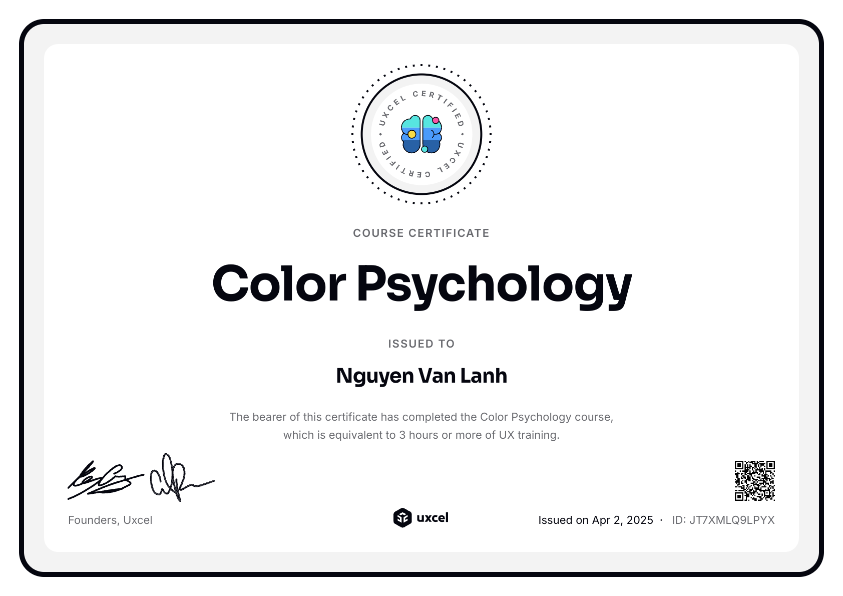 Nguyen Van Lanh's certificate